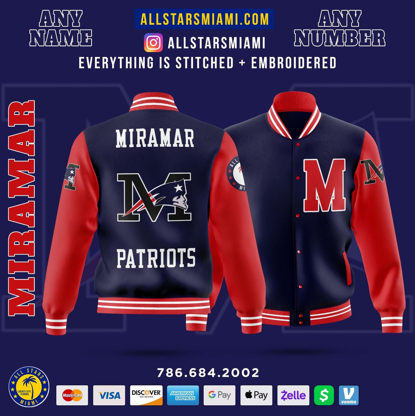 Miramar Patriots VARSITY LETTERMAN JACKET