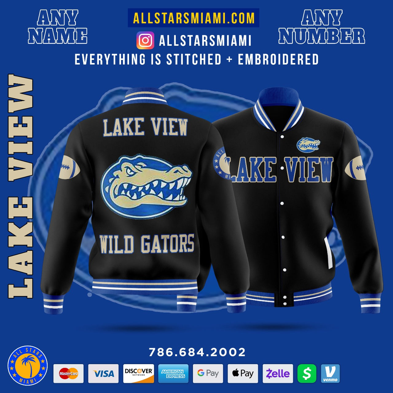LAKE VIEW WILD GATORS SATIN BOMBER JACKET
