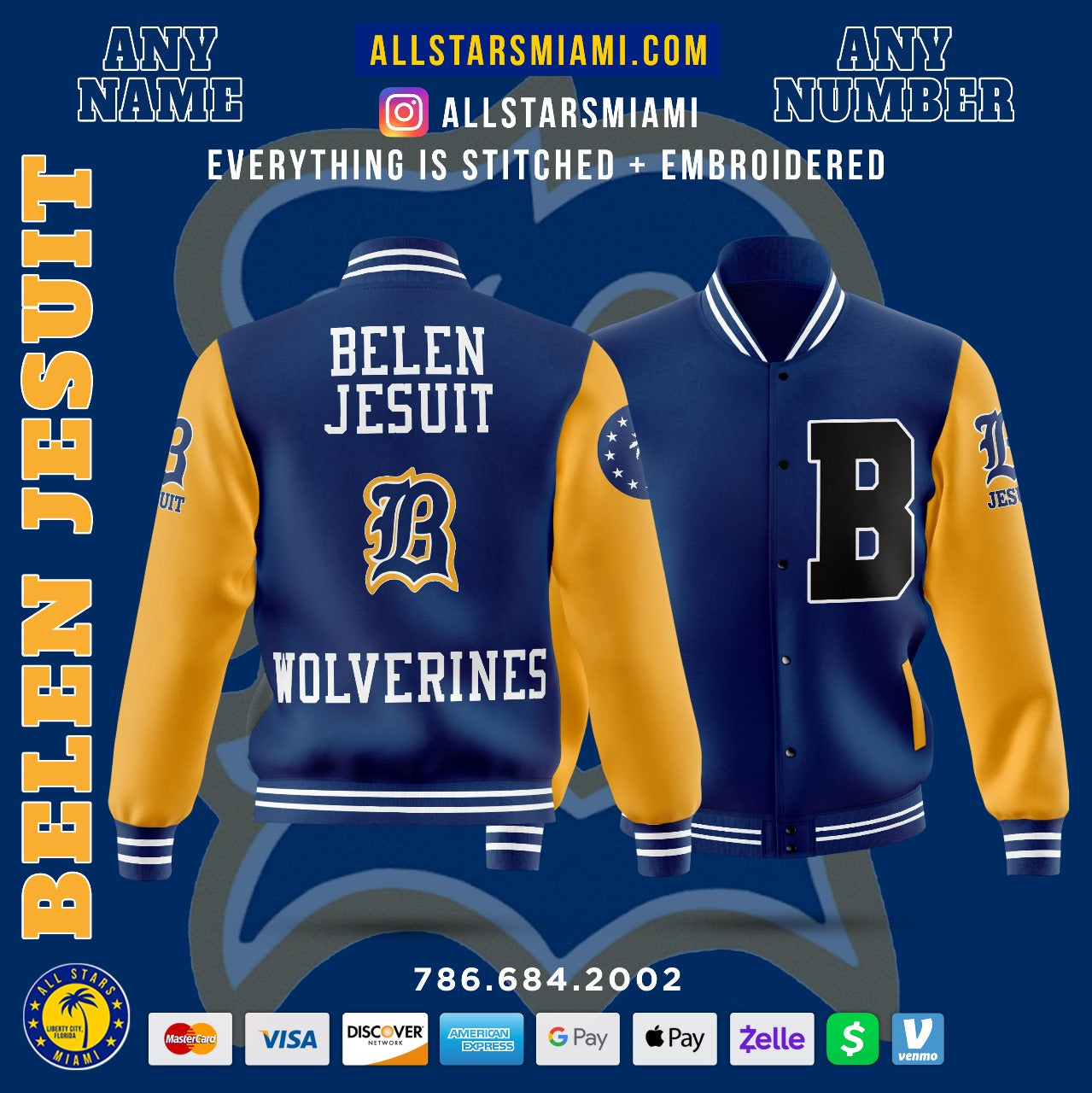 BELEN JESUIT WOLVERINES VARSITY LETTERMAN JACKET AllStarsMiami