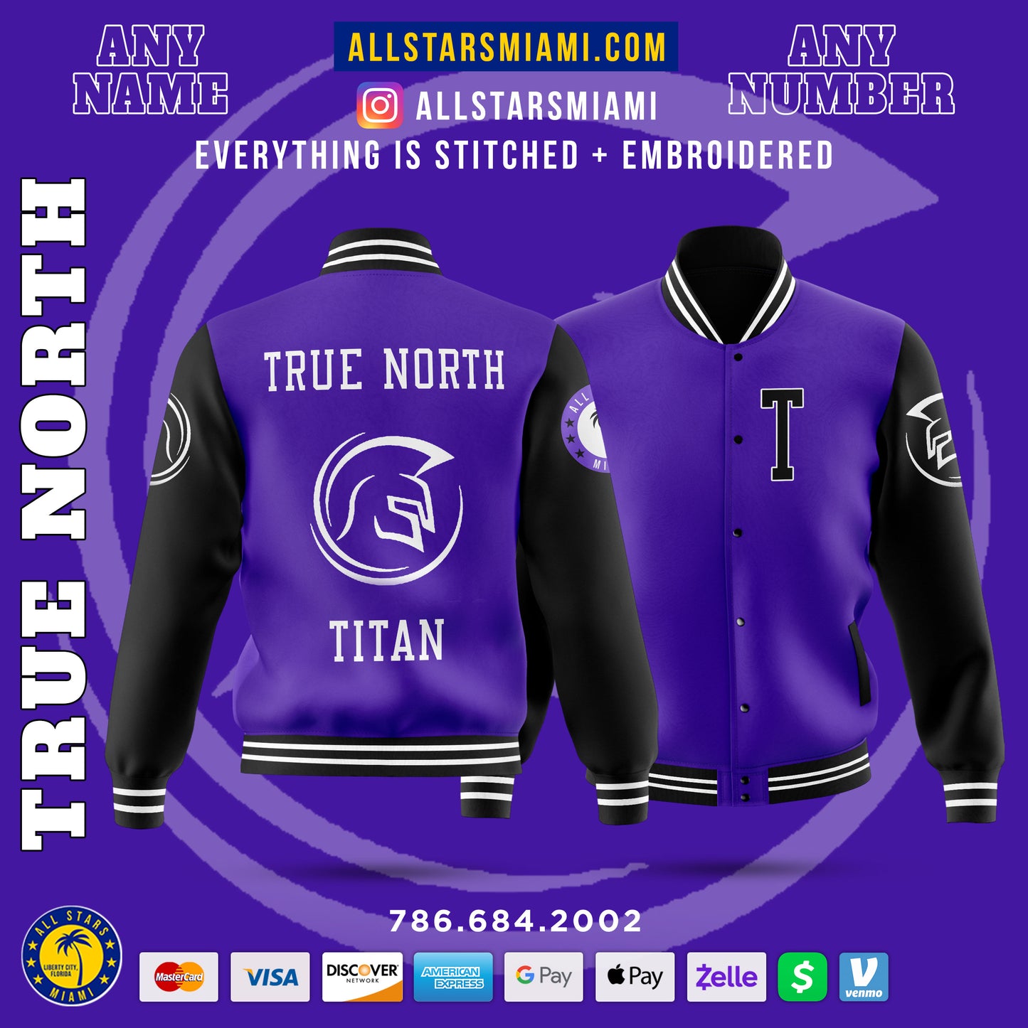 TRUE NORTH VARSITY LETTERMAN JACKET