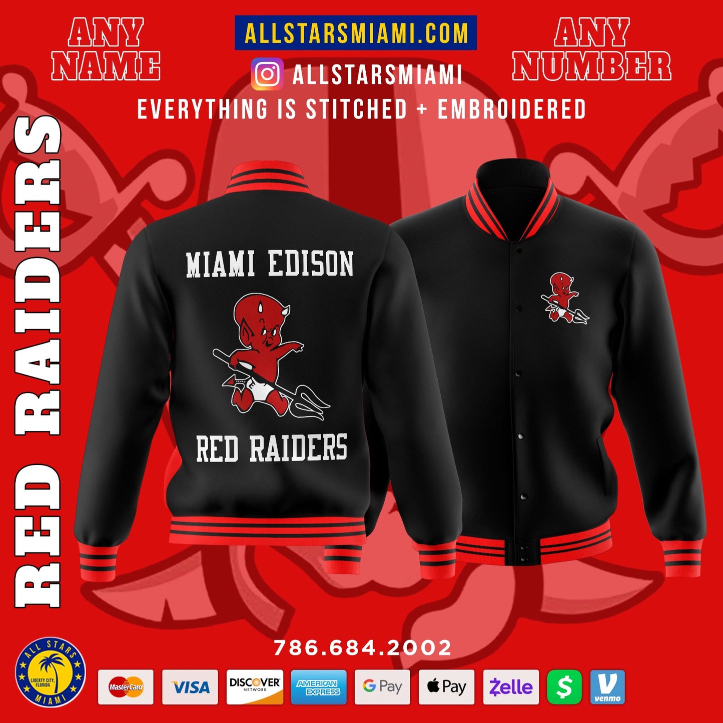 EDISON RED RAIDERS VARSITY LETTERMAN JACKET
