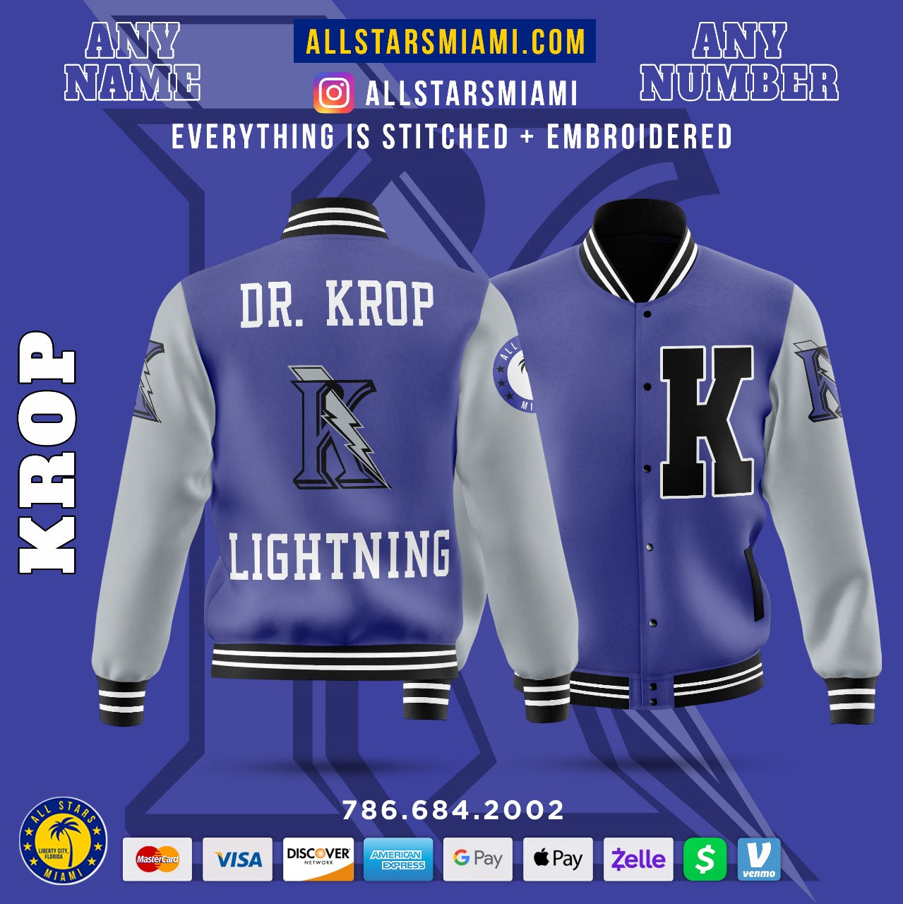 KROP LIGHTNING VARSITY LETTERMAN JACKET