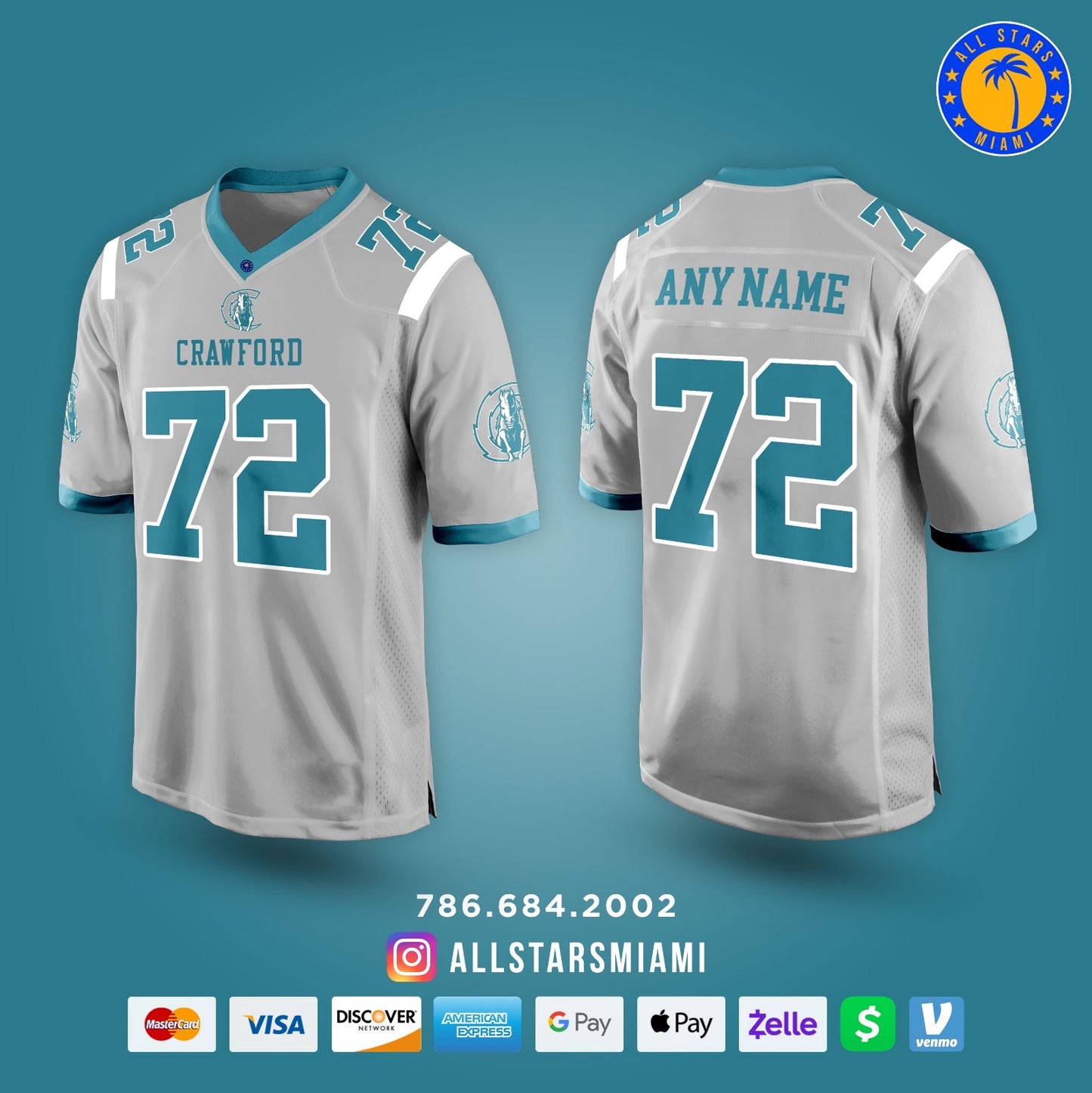 CRAWFORD CHARGERS FOOTBALL JERSEYS