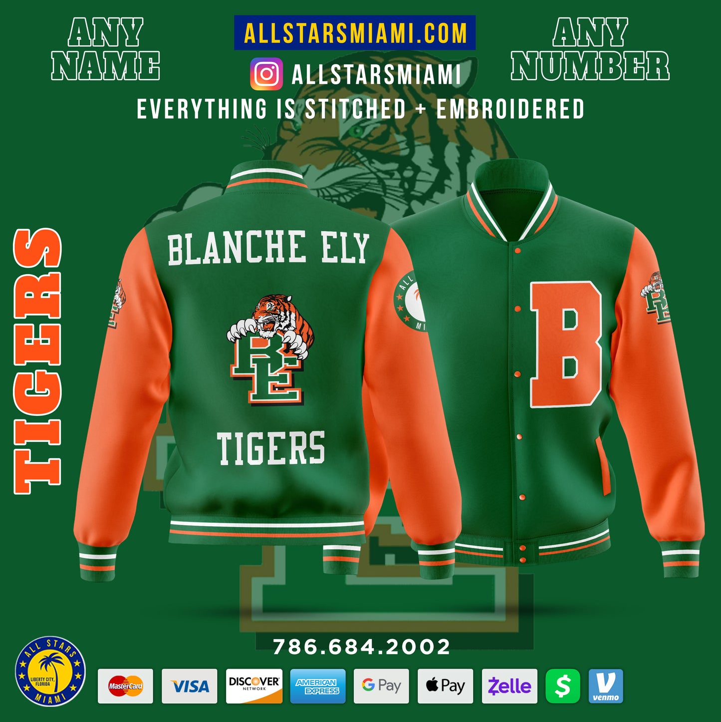 BLANCHE ELY VARSITY LETTERMAN JACKET