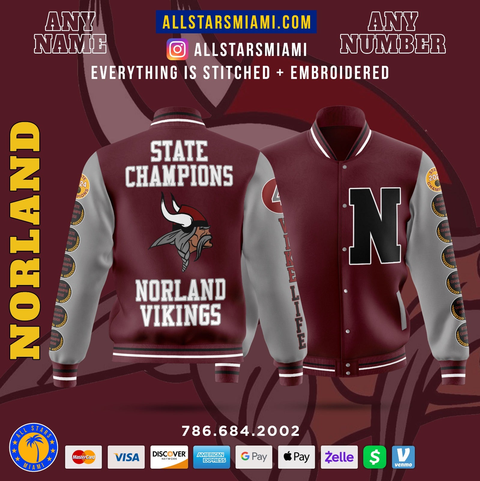 Miami Norland 2024 STATE CHAMPIONS Exclusive Letterman Jacket ...