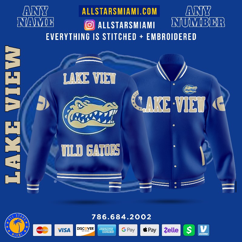 LAKE VIEW WILD GATORS SATIN BOMBER JACKET
