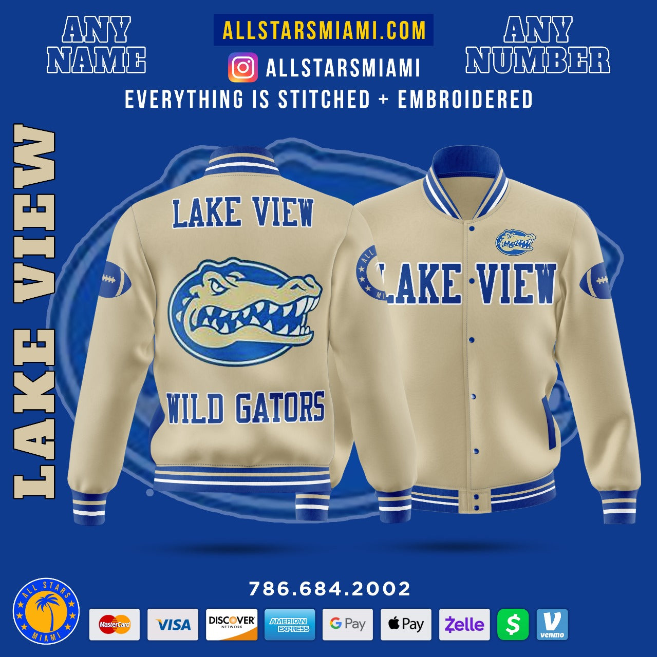 LAKE VIEW WILD GATORS SATIN BOMBER JACKET