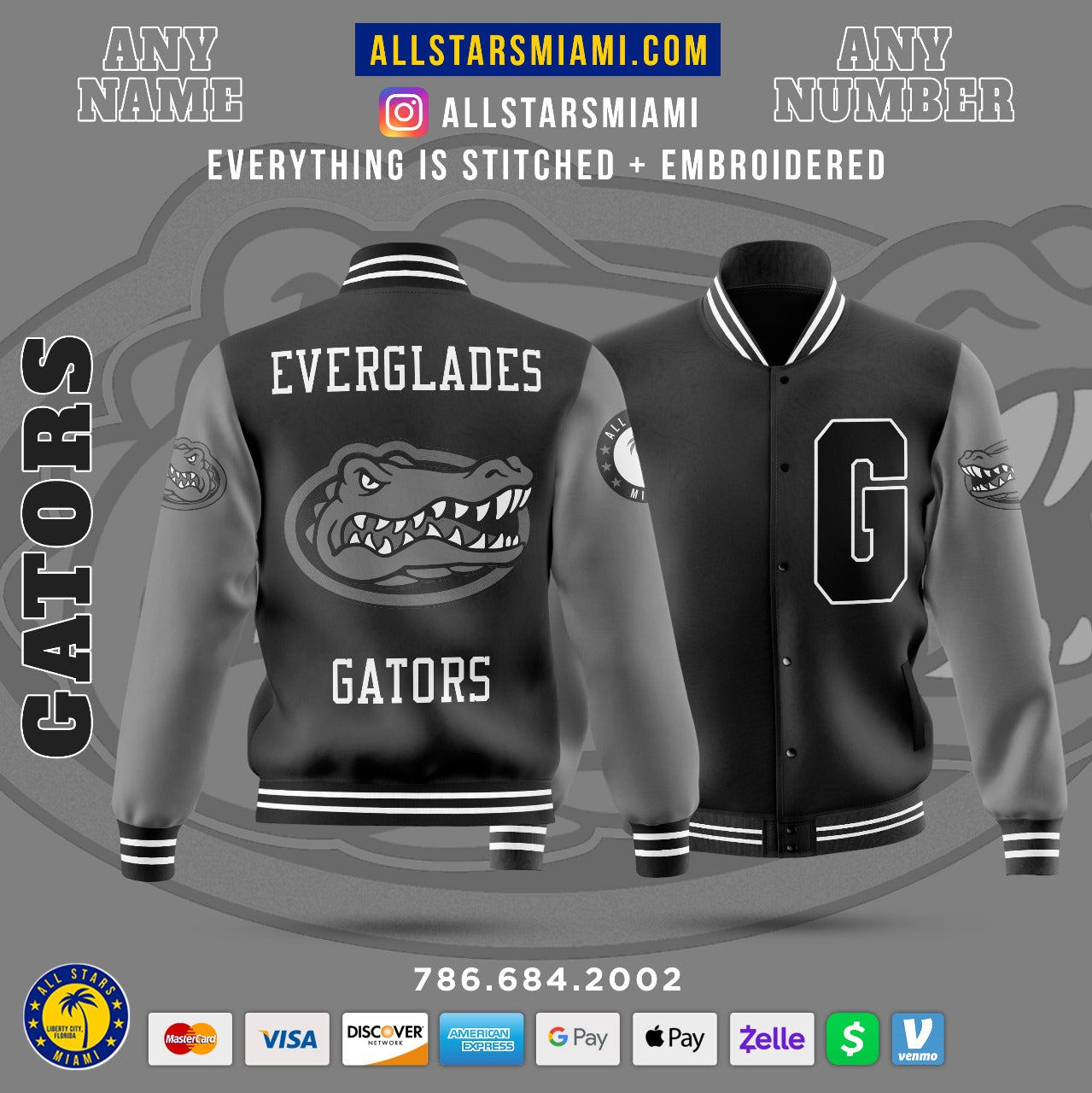 EVERGLADES GATORS VARSITY LETTERMAN JACKET