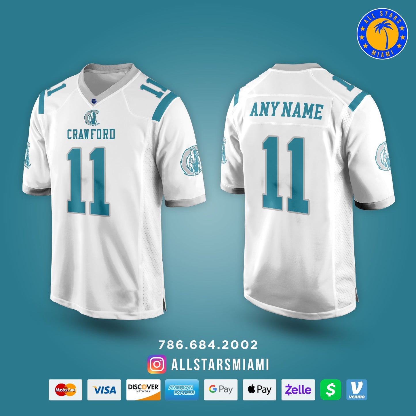 CRAWFORD CHARGERS FOOTBALL JERSEYS