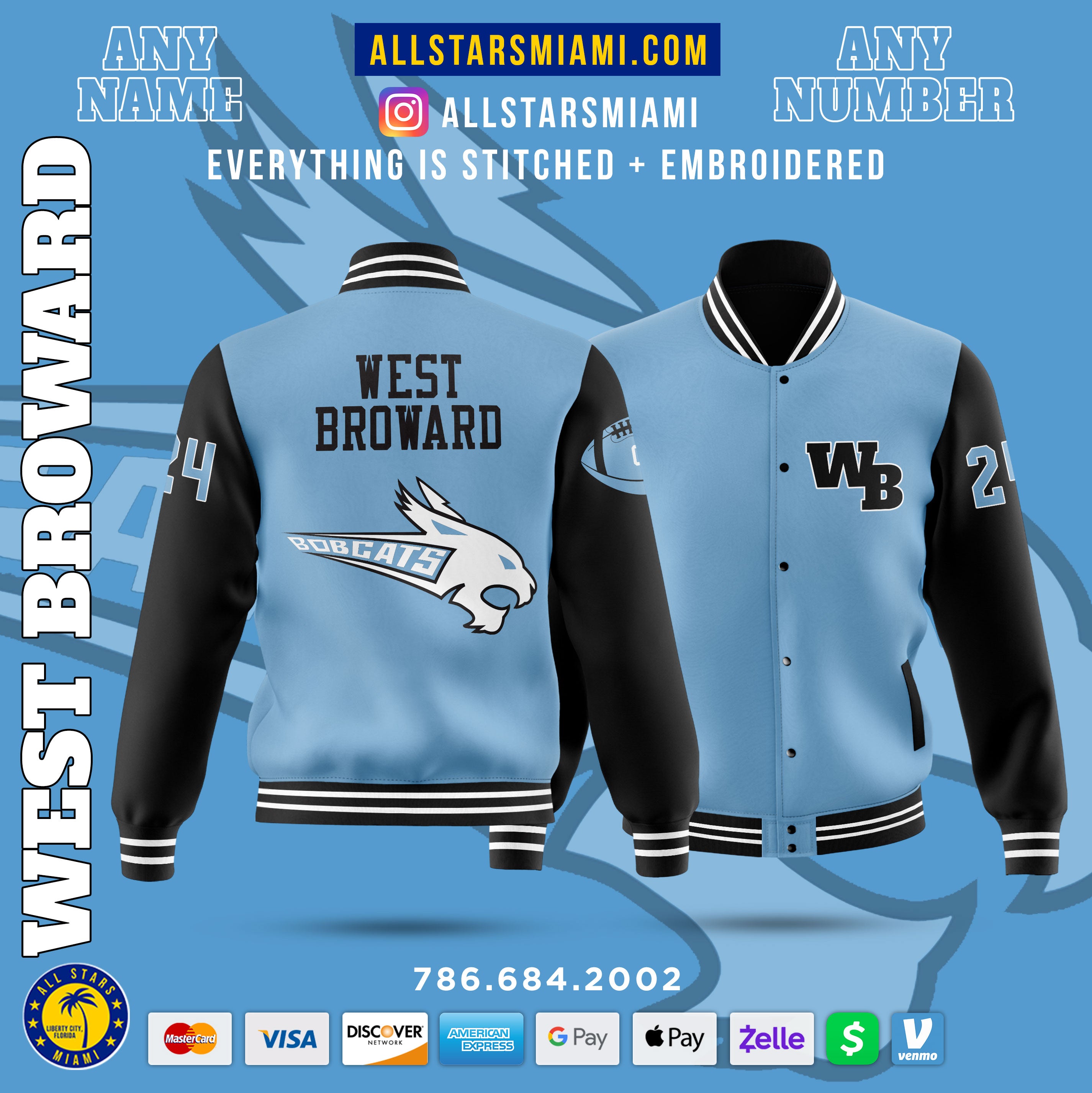 West Broward VARSITY LETTERMAN JACKET (BLUE)